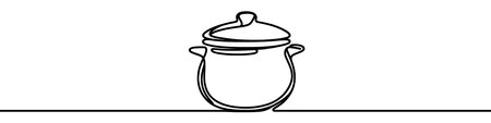 Minimalist vector illustration of a cooking pot drawn with a single continuous lineのイラスト素材