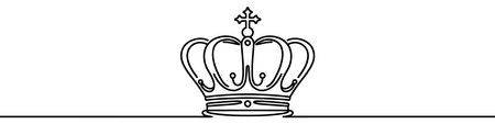 Continuous line drawing of a royal crown. Minimalist vector illustration made of one single lineのイラスト素材