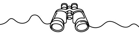 Minimalist vector illustration depicting a pair of binoculars, drawn with a single unbroken lineのイラスト素材