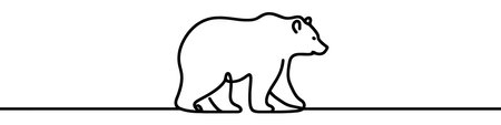 Bear is taking a leisurely stroll in a continuous line drawingのイラスト素材