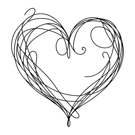 Continuous line drawing forming a heart shape, symbolizing love, connection, and affectionのイラスト素材