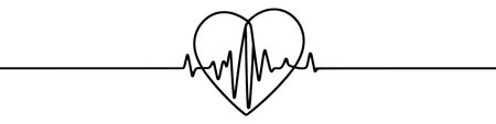 Heart with heartbeat icon. Line drawing of pulse. Vector illustration.のイラスト素材