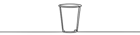Continuous line drawing representing a coffee cup. Vector illustration.のイラスト素材