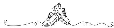 Minimalist vector illustration depicting a sneaker drawn with a continuous lineのイラスト素材