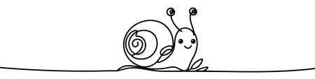 Minimalist vector illustration of a snail drawn in a continuous line styleのイラスト素材