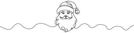 Continuous line drawing santa claus face. Christmas vector illustrationのイラスト素材