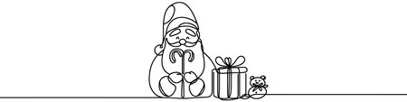 Continuous line drawing santa claus. Christmas illustration vector.のイラスト素材