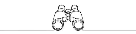 Minimalist vector illustration depicting a pair of binoculars, drawn with a single unbroken lineのイラスト素材