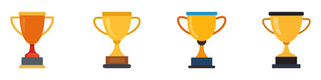 Set of trophy cups icons. Concept of success, achievement, and winning. Vector illustrationのイラスト素材