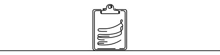 One continuous line illustration of a checklist, isolated on white background. Line art of checklistのイラスト素材