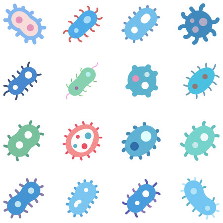 Vector illustration of microbe or germ icons set, good for educational or medical purposeのイラスト素材