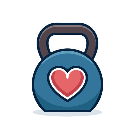 Kettlebell icon. Kettlebell with heart shape expressing love for working out, promoting a healthy lifestyle, and passion for fitness. Vector illustrationのイラスト素材
