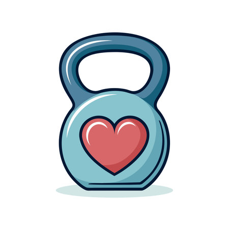 Kettlebell icon. Kettlebell with heart shape expressing love for working out, promoting a healthy lifestyle, and passion for fitness. Vector illustrationのイラスト素材