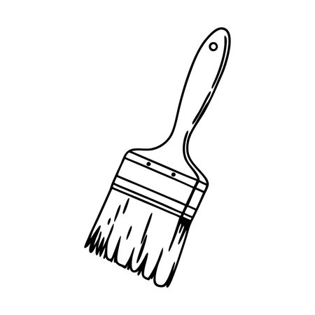 Paint brush icon. Black and white image of paint brush isolated on white background.のイラスト素材