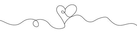 Black single line art heart. Editable minimalist heart drawing on white background. Vector illustration.のイラスト素材