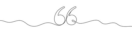 Black quotation marks in one line art style. Quotation drawing marks with editable stroke on white background. Vector illustration.のイラスト素材