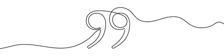 Black quotation marks in one line art style. Quotation drawing marks with editable stroke on white background. Vector illustration.のイラスト素材