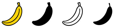 Colored and black bananas. Banana icons isolated on white background. Vector illustration.のイラスト素材