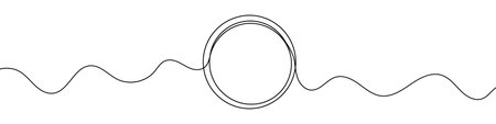 Circle icon drawn with one line. Black outline of a circle made with a single continuous line. Vector illustration.のイラスト素材