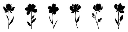Flower icon. Black flower icons isolated on white background. Vector illustration.のイラスト素材