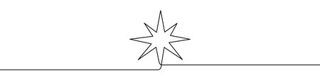 Star in one line art style. Christmas star drawing with editable black stroke on white background....