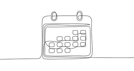 Tear-off calendar in one line art style. Drawing of an empty calendar with editable black stroke on a white background. Vector illustration.のイラスト素材