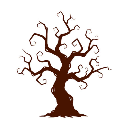 Colored spooky tree. Leafless tree icon isolated on white background. Vector illustration.のイラスト素材