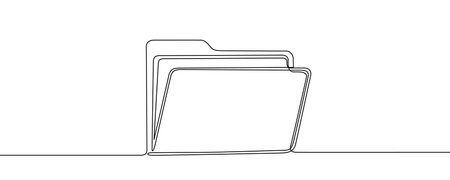 Document folder in line art style. Minimalist drawing of an open stationery folder made in a continuous line. Vector illustration.のイラスト素材