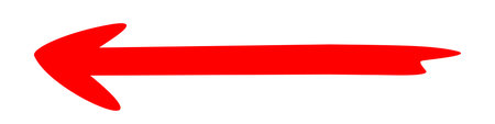 Red arrow icon on a white background. Isolated flat style.