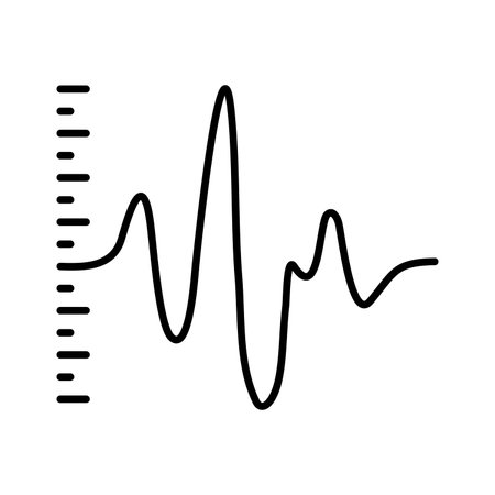 Linear icon of a heartbeat graph or electrocardiogram with a measurement scale. Symbol of medical...