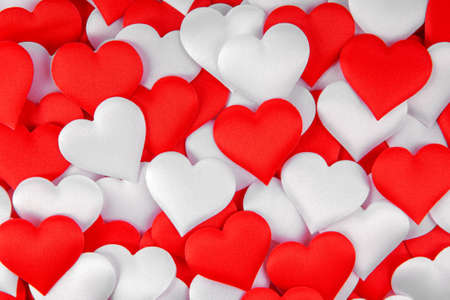 Background of red and white hearts for Valentine's day horizontalの写真素材
