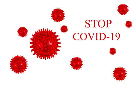 Inscription "STOP COVID-19" on white background. World Health organization WHO introduced new official name for Coronavirus disease named COVID-19, dangerous virus on white background.の写真素材