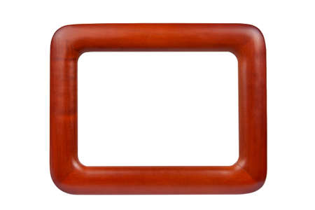empty wooden photo frame on isolated background.の写真素材