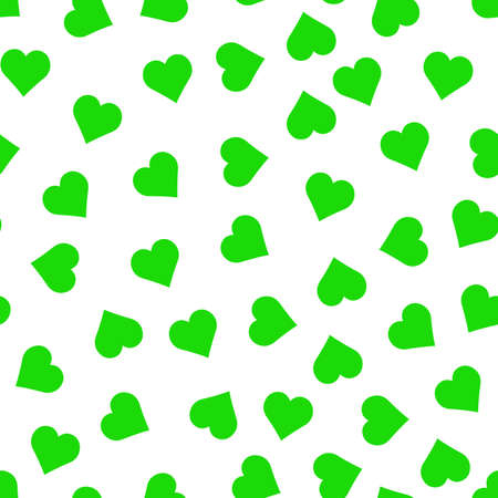 Seamless pattern of green hearts on white backgroundの写真素材