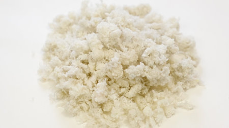 Agglomerate, processing of polypropylene film in the agglomerate. Semi-finished product for the production of granules and raw materials. Plastic recycling concept. PET, HDPE, PVC, LDPE, PP, PS, Otherの写真素材