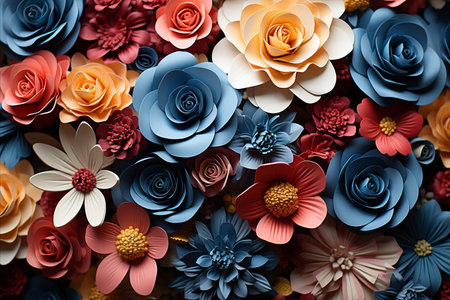 Mesmerizing Floral Masterpiece. Harmonious Blend of Vivid Hues and Captivating Texturesの素材