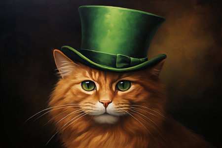 Mischievous Feline in a Vibrant Green Top Hat. St. Patrick's Dayの素材