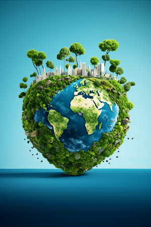 Planet Ecology Conservation. Inspiring Vertical Photo Promoting environmental conservation.の素材