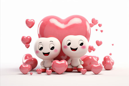 Adorable Cartoon Teeth with a Heart, Perfect for Valentines Day Celebrations. Dentists Artworkの素材