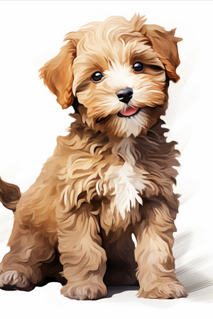 Lagotto Romagnolo Puppy Illustration - Adorable Dog Art for Animal and Pet Loversの素材