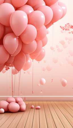 Vertical Valentines Day Photophone with Pink Balloons - Perfect for Showcasing Your Productsの素材