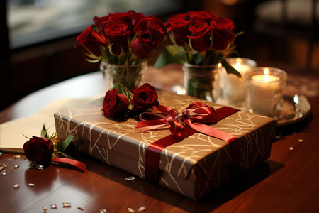 Romantic Valentines Day Deliveries. Stunning Red Roses Gifted with Love and Care.の素材