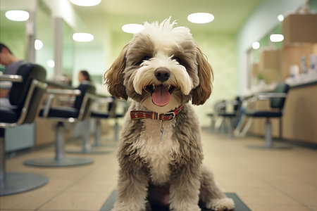 Professional Grooming Session for Lagotto Romagnolo Dog - Cute Pet Getting a Haircut at Salonの素材