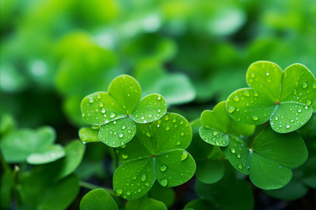 St. Patricks Day Banner Background. Decorative clover in Traditional Irish Symbolsの素材