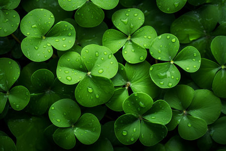 St. Patricks Day Banner Background. Decorative clover in Traditional Irish Symbolsの素材
