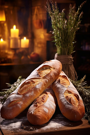 Capturing the Alluring Aroma of Freshly Baked Bread in a Visually Tempting Vertical Sceneの素材