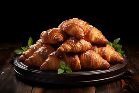 Scrumptious Golden-Brown Croissants with Irresistible Fresh Aroma and Perfect Crispinessの素材