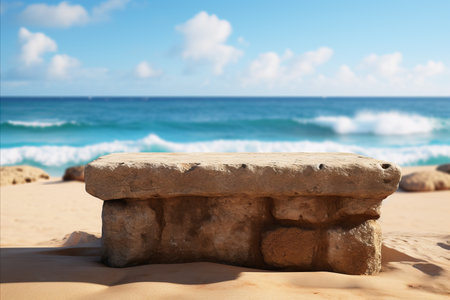 Beautiful Seaside Stage and Podium for Displaying Finished Products on the Scenic Coastlineの素材