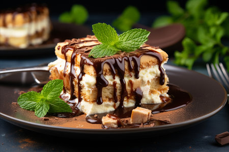 Delicious Italian Tiramisu Dessert - Tempting Classic with Creamy Mascarpone - Perfect Copy Spaceの素材