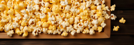Popcorn Banner with Customizable Text Space - Ideal for Movie Nights and Snack Promotionsの素材